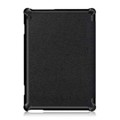 3-folding flip leather case with textured back panel, black
