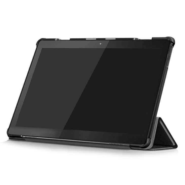 3-folding flip leather case for tablet, black cover folded for viewing stand
