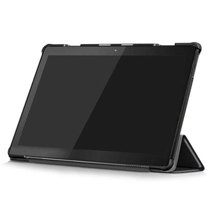 3-folding flip leather case for tablet, black cover folded for viewing stand