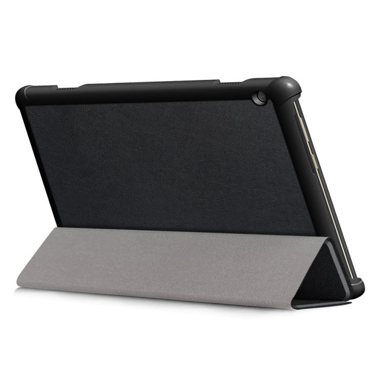 3-folding flip leather case with textured front, black, angled viewing mode