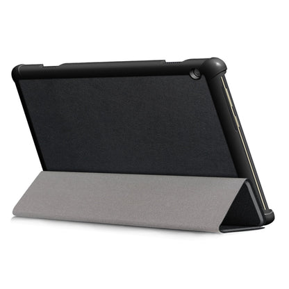3-folding flip leather case with textured front, black, angled viewing mode