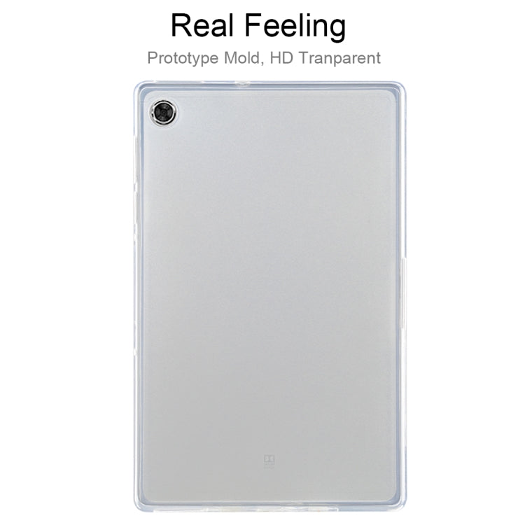 Transparent TPU tablet case for Lenovo Tab M10 Plus with frosted interior and camera cutout