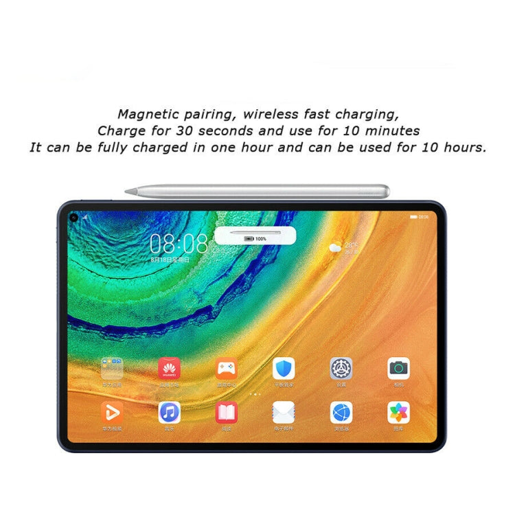 Stylus pen resting above tablet screen displaying colorful app icons