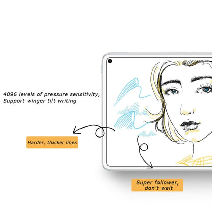 Silver stylus pen writing on a tablet display