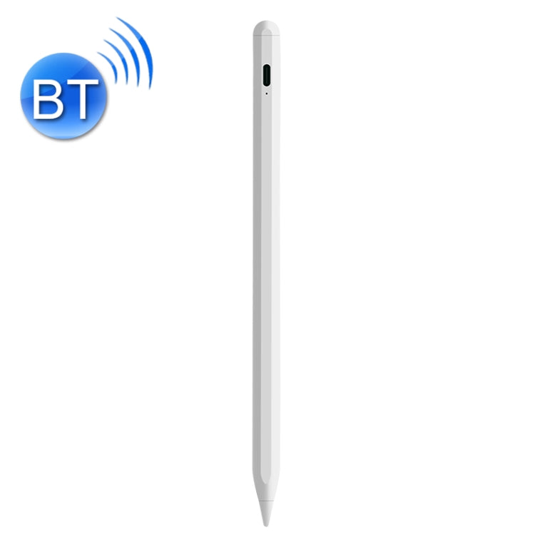 Bluetooth stylus pen, gray body with black side button and pointed tip