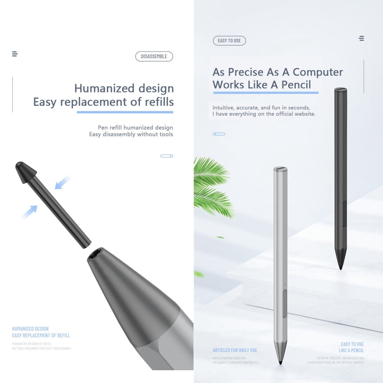 Black stylus pen with spare refill component for quick replacement.