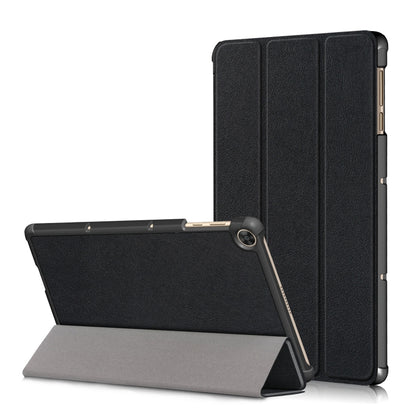 Black 3-fold tablet leather case with stand and flip cover protection