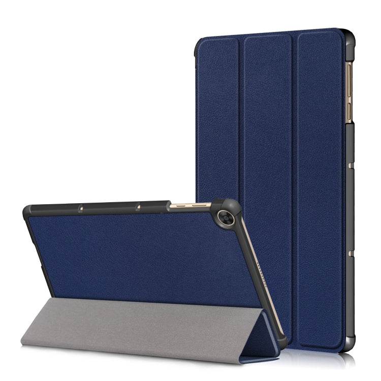 Dark blue 3-fold tablet leather case with stand for portrait viewing