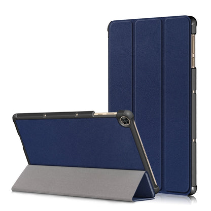 Dark blue 3-fold tablet leather case with stand for portrait viewing