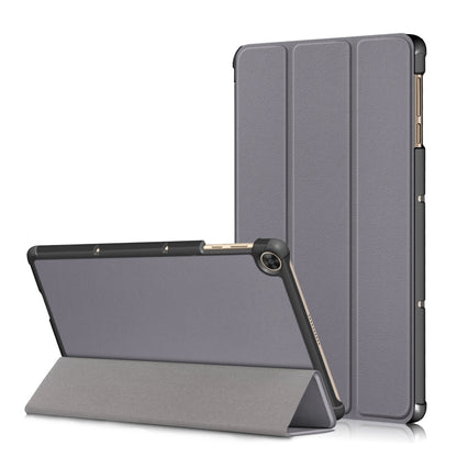 Grey 3-fold tablet leather case with built-in stand and cover protection