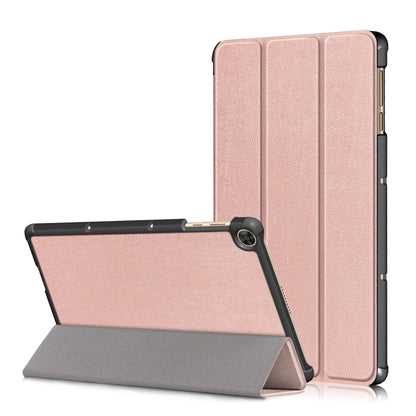 Rose gold 3-fold tablet PC leather case with front stand and camera cutout