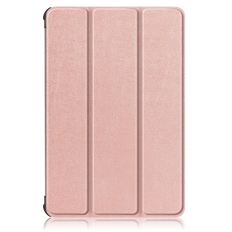 Rose gold 3-fold tablet PC leather case cover with three panel folds