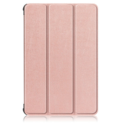 Rose gold 3-fold tablet PC leather case cover with three panel folds