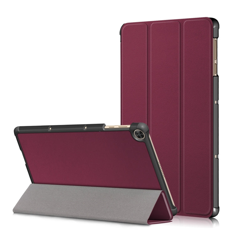 Wine red 3-fold tablet leather case with stand and viewing angles