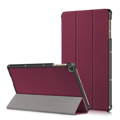 Wine red 3-fold tablet leather case with stand and viewing angles
