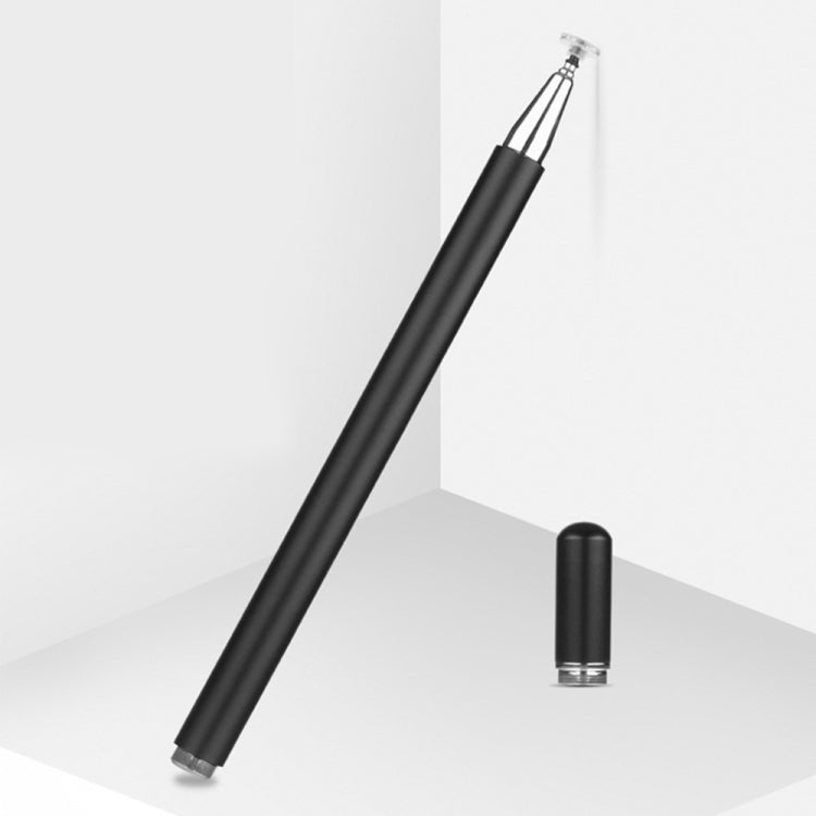 Black magnetic stylus pen with replaceable disc tip and spare pen head