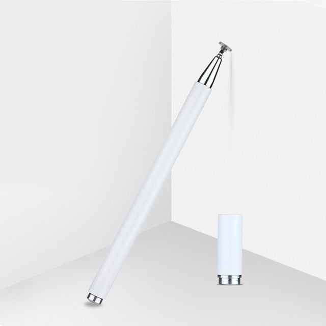 White magnetic stylus pen with replaceable disc tip and spare pen head