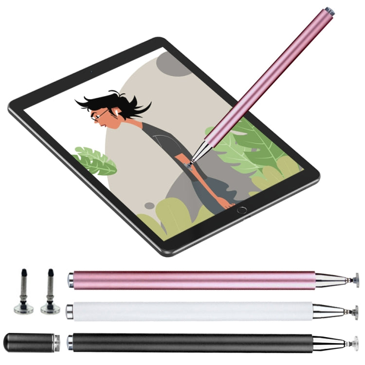 Three magnetic stylus pens in rose, white, and black with disc tips