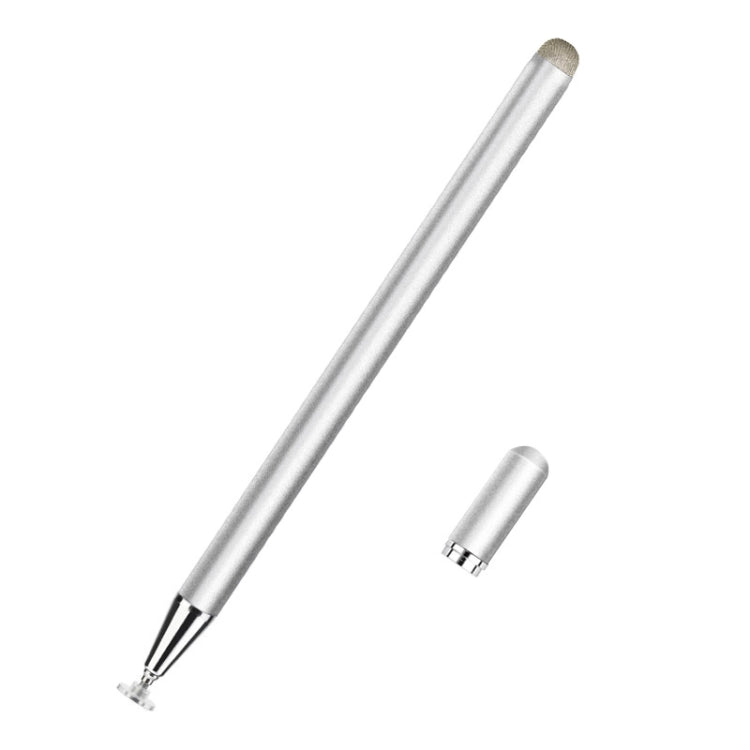 Silver magnetic stylus pen with fiber tip and small spare cap piece