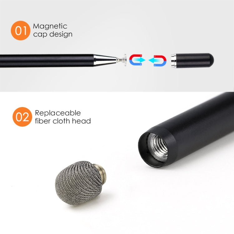 Magnetic cap and replaceable fiber cloth head for stylus pen tip