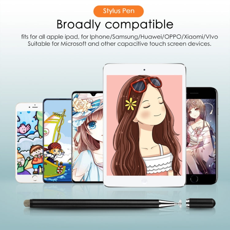 Universal magnetic stylus pen with slim black body and metal tip for touchscreens