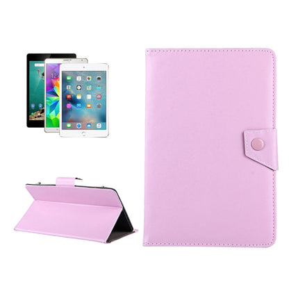 Pink 9-inch tablet leather folio case with side strap closure and stitched trim