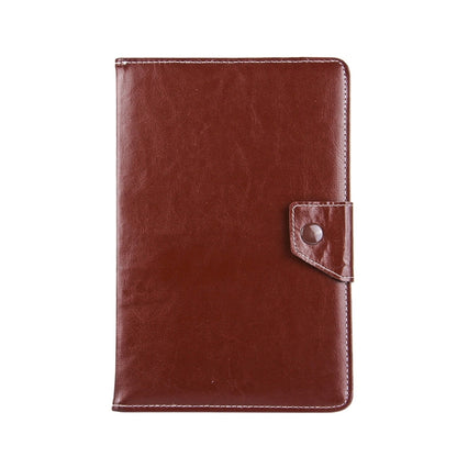 Brown 9-inch tablet leather folio case with side strap closure