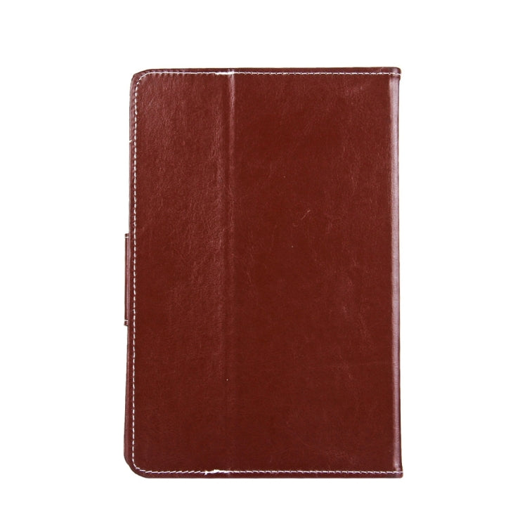Brown 9-inch tablet leather folio case with stitched edges