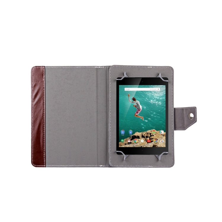 Brown 9-inch tablet leather folio case with gray interior tablet holder