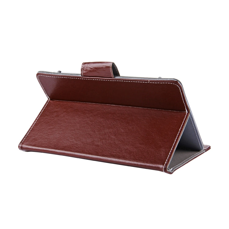 Brown 9-inch tablet leather stand folio case with front viewing flap
