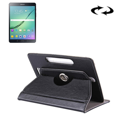 8-inch tablet leather case with flip stand and circular finger holder, black