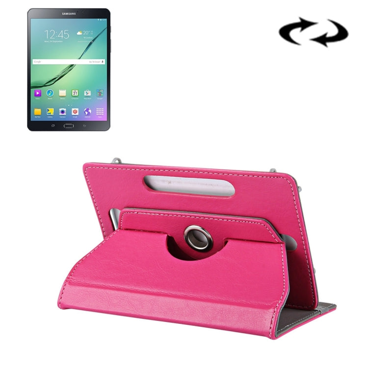 8-inch tablet leather case with flip stand and circular finger holder, magenta
