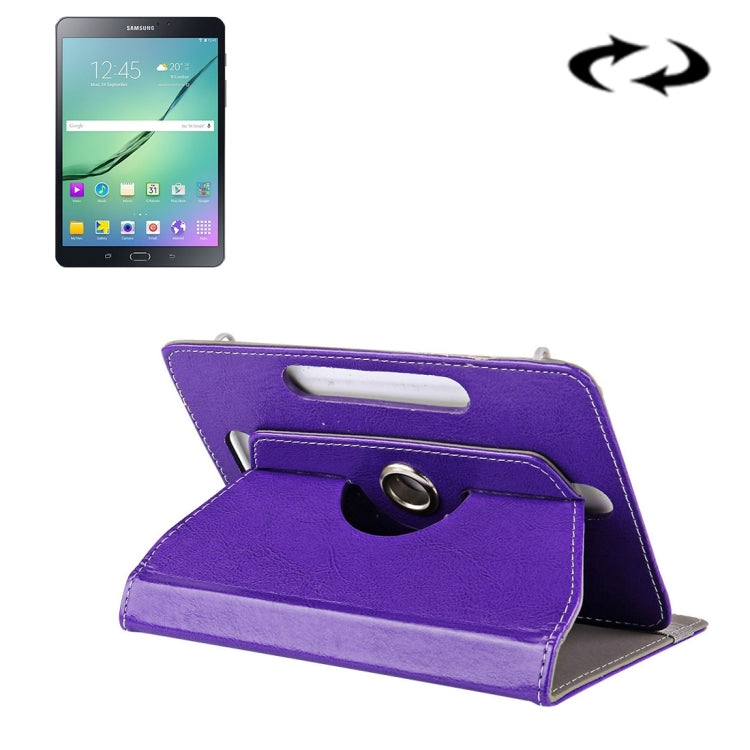 8-inch tablet leather case with flip stand and circular finger holder, purple