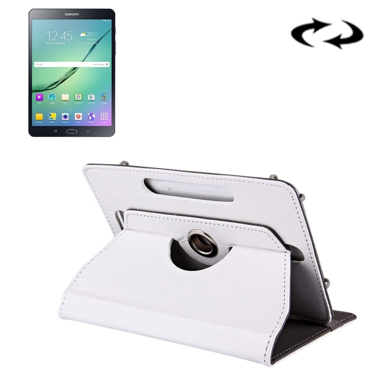 8-inch tablet leather case with flip stand and circular finger holder, white