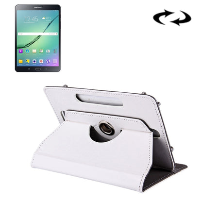 8-inch tablet leather case with flip stand and circular finger holder, white