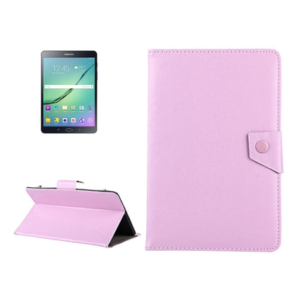 8-inch tablet leather folio case in pink, with snap strap holder and viewing stand