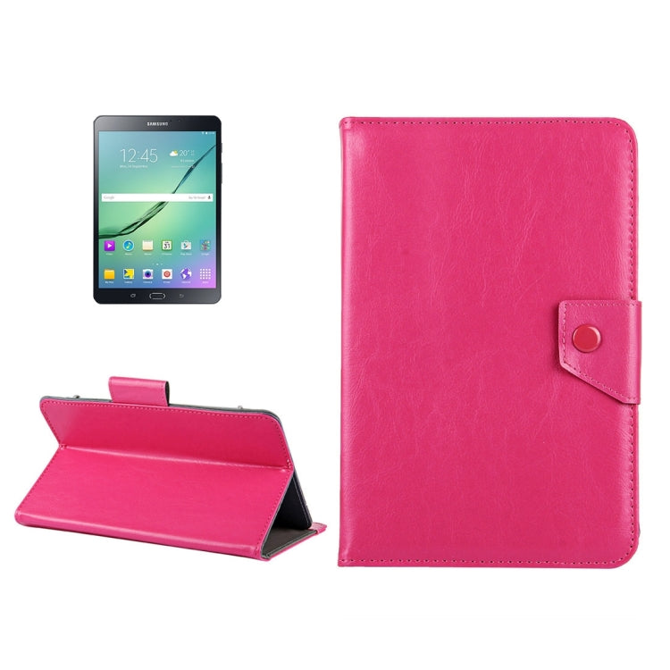 Pink textured leather 8-inch tablet case with flip stand and strap holder