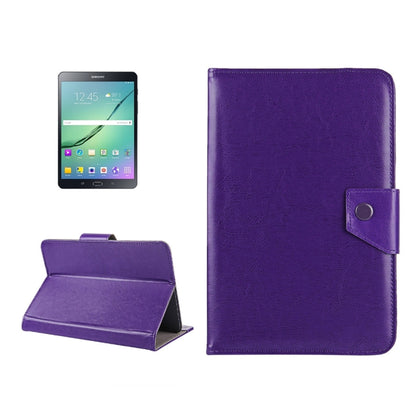 Purple textured leather 8-inch tablet case with flip stand and strap holder