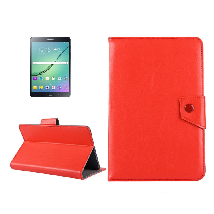 Red textured leather 8-inch tablet case with flip stand and strap holder