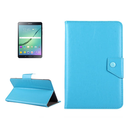Blue textured leather 8-inch tablet case with flip stand and strap holder