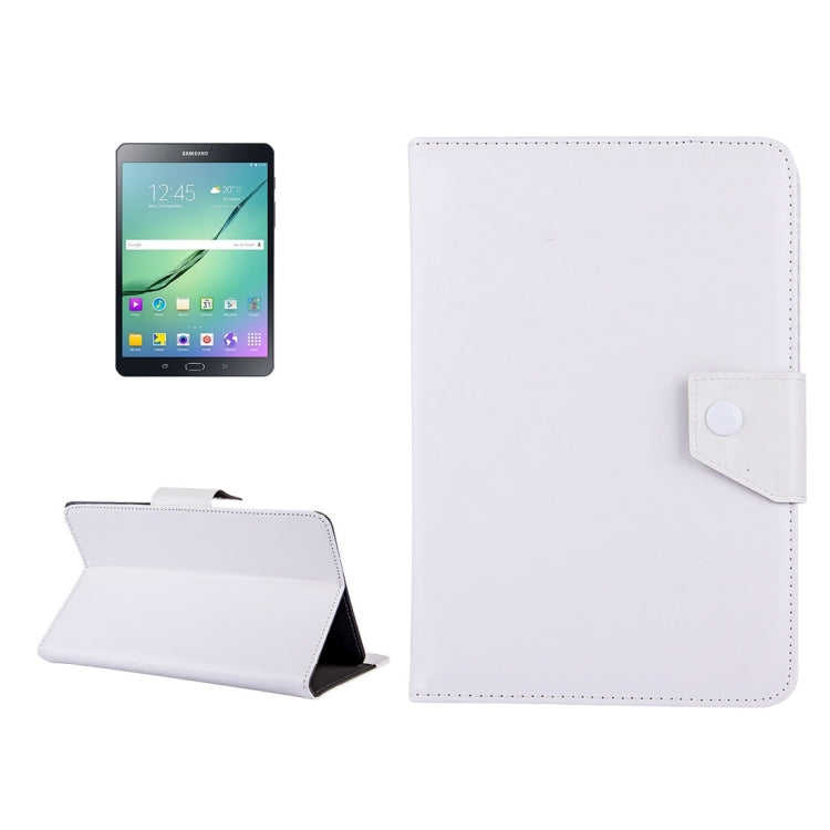 8-inch tablet leather folio case in white, with front cover and snap holder flap