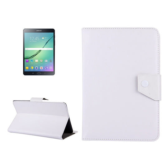 8-inch tablet leather folio case in white, with front cover and snap holder flap
