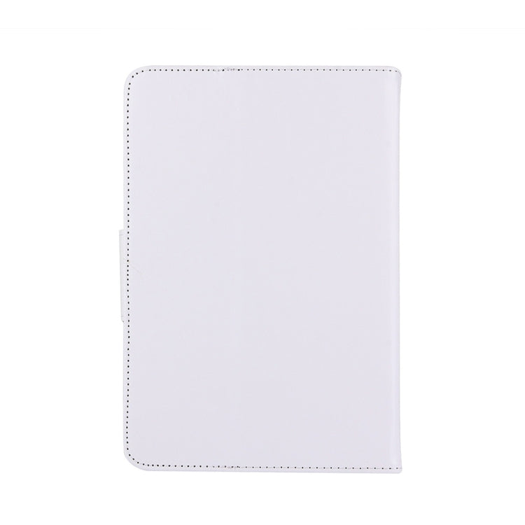 8-inch tablet leather folio case in white, back view with stitched edges