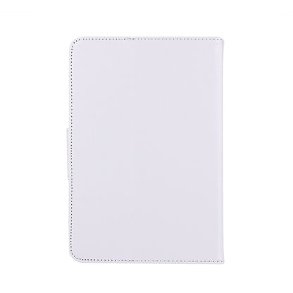 8-inch tablet leather folio case in white, back view with stitched edges