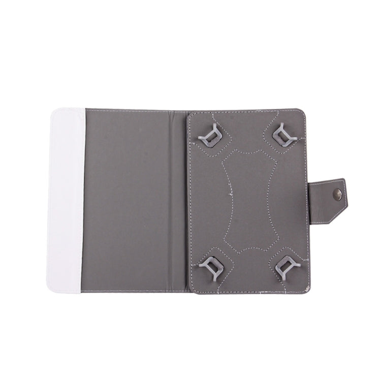8-inch tablet leather folio case, open design with dark interior and strap closure