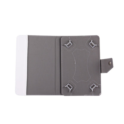 8-inch tablet leather folio case, open design with dark interior and strap closure
