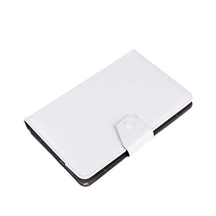 8-inch tablet leather folio case in white with corner tab snap closure