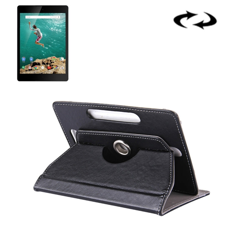 9-inch tablet folio case, dark leather-look cover with rotating stand and holder