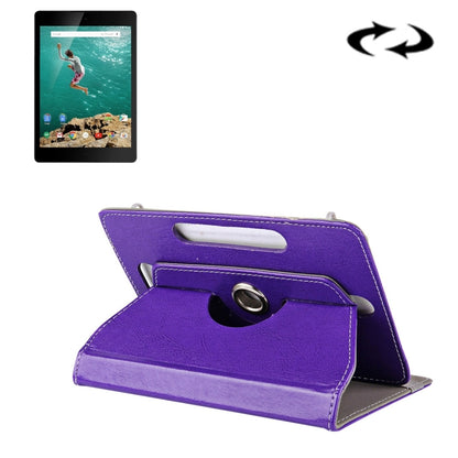 9-inch leather folio tablet case, purple with flip stand and camera cutout