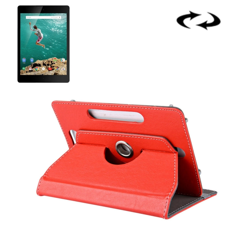 9-inch leather folio tablet case, red with flip stand and card slot